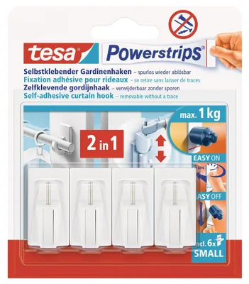 Produktbild von 16x Powerstrips® Vario-Gardinenhaken weiß | 1 Rolle