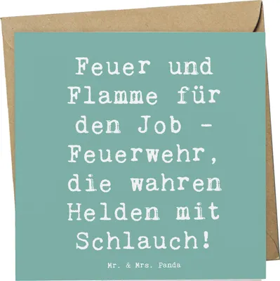 Produktbild von Mr. & Mrs. Panda doppelkarte Spruch Feuerwehrmann Helden - Meeresbrise - Geschenk, Tatkraft, Flammen, Berufsalltag, anlasskarte, personalisierte Geschenke, Klappkarte