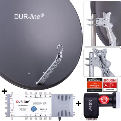 Produktbild von DUR-line Select 85/90cm Komplettanlage 1xSAT/12TN anthrazit