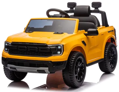 Produktbild von Ford Raptor Kinder Elektroauto SUV Kinderfahrzeug 12V Akku Fernbedienung LED MP3 Sound Elektro Kinderauto ab 3 Jahren gelb