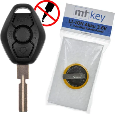 Produktbild von Autoschlüssel Funk Fernbedienung Austausch Gehäuse mit 3 Tasten + HU58 Rohling + Akku kompatibel mit BMW E46 E83 E52 E85 E86 E39 E61 E60 E53