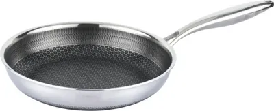 Produktbild von Cheffinger, Premium Edelstahlpfanne mit Waben-Antihaftbeschichtung 28cm, Silber