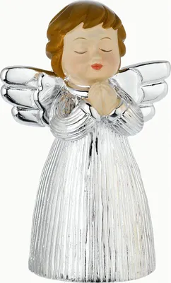 Image de Figurine d'ange en argent avec cœur décoratif à offrir | Taille : H 8 cm | Numéro d'article : BG2155-08