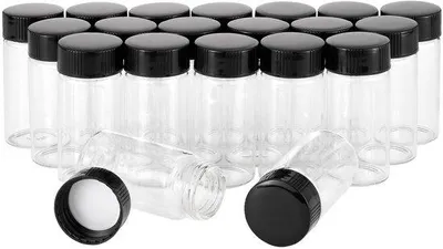 Productafbeelding van Set van 20 Helder Glas Flessen met Zwarte Schroefdop