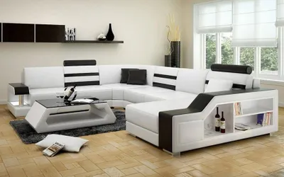 Produktbild von Ecksofa Sofa Couch Polster Eckgarnitur Wohnlandschaft Leder Desing Eck U Form