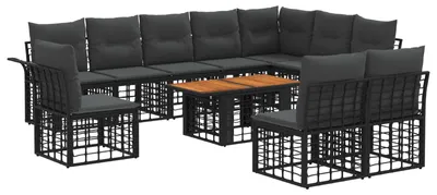 Produktbild von vidaXL Gartensofa-set 11 stk. Schwarz und Dunkelgrau Poly-Rattan
