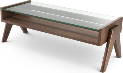 Produktbild von Casa Padrino Luxus Couchtisch Braun 120 x 46 x H. 39,5 cm - Rechteckiger Massivholz Wohnzimmertisch mit Glasplatte - Luxus Wohnzimmer Möbel