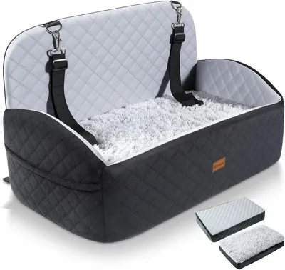 Imagen del producto de Asiento para coche infantil con sistema de seguridad retráctil, cojín de felpa, 13 cm de altura, apto para niños de hasta 27 kg, antideslizante, ideal para viajes