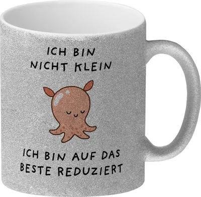 Produktbild von Jelly & Friends Oktopus Glitzer-Kaffeebecher mit Spruch Nicht Klein, beste