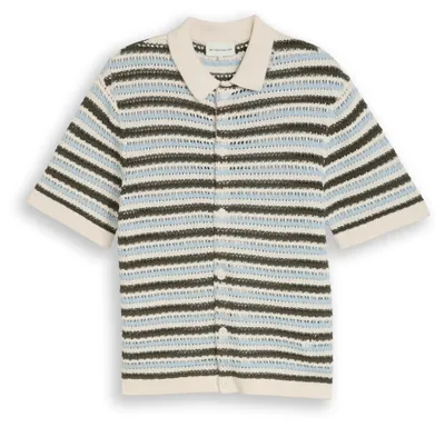 Produktbild von Strick-Poloshirt mit Streifenmuster