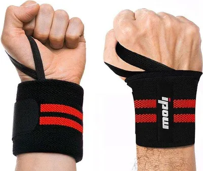 Zdjęcie produktu dla Opaska na kolano z podkładką pod kciuk, do treningu siłowego i fitnessu, czerwona, 2 sztuki