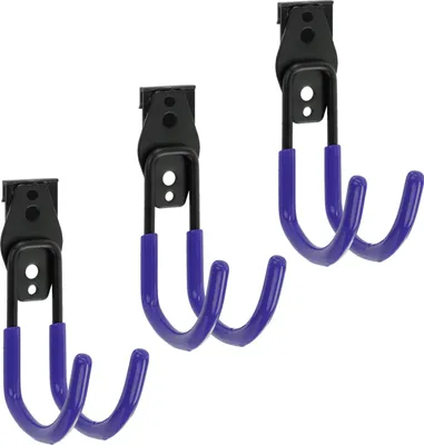 Immagine prodotto di Set di 3 ganci da parete per utensili di BOTLE, ganci per utensili, per attrezzi, a forma di U 11 cm, robusti con rivestimento in PVC, per garage, capanni, officine, ganci per seghe a mano e seghe da giardino, ganci doppi, portata fino a 30 kg