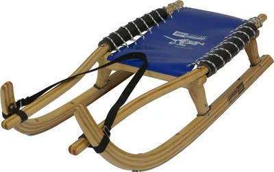 Produktbild von GL Rodel 115XL  Farbe natur, Rennstahl, Lederlenkriemen, blau