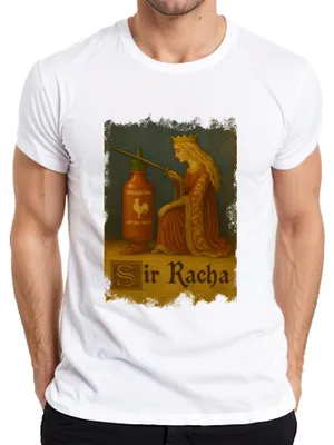 Obrázek produktu pro Pánské tričko Sir Racha Sriracha Knight Knighthood Queen Medieval Chilli, bílé, XL