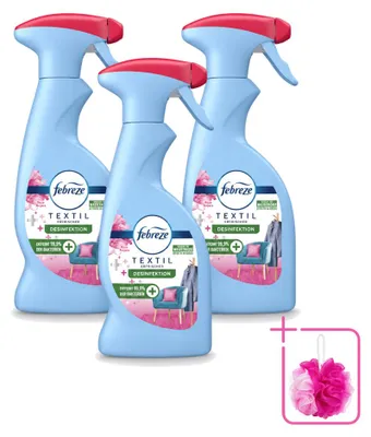 Obrázek produktu pro 3 x Sprej Febreze na textilie – vůně růže a hřebíček – 375 ml – balení po 3 kusech