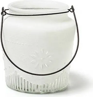 Produktbild von Laterne mit Henkel, Windlicht SUNNY H. 15cm D. 14cm weiß Glas Jodeco  WA