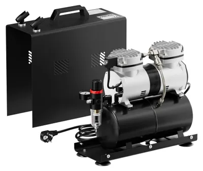Produktbild von Airbrush Kompressor AS196A mit Lufttank 2 Zylinder Kolben 6 bar 2 Stufenschalter