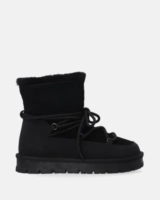 Produktbild von VENEZIA Damen Stiefeletten Ankle Boots Winterstiefel - Schwarze Wildleder-Schneestiefel für Damen aus Echtleder Velours Schwarz Größe 37