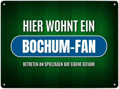 Produktbild von Hier wohnt ein Bochum-Fan Metallschild XXL mit Rasen Motiv