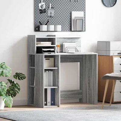 Image de Bureau exclusif - Structure en bois imitation chêne Sonoma gris, dimensions 90 x 48 x 101,5 cm