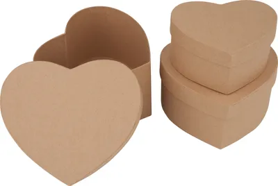 Produktbild von VBS Herzschachteln, 3er Set, naturfarbener Karton