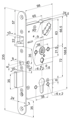 Productafbeelding van EL561 65/24: Elektrisch slot voor inbouw, geschikt voor deuren met toegangscontrole
