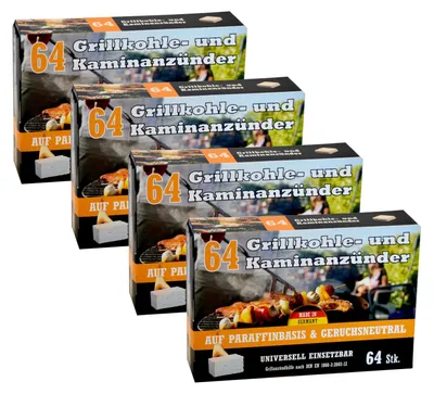 Produktbild von Kohleanzünder 4er-Pack Grillkohleanzünder Kaminanzünder Ofenanzünder Zündhilfe