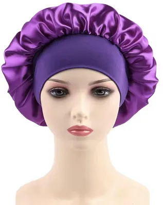 Produktbild von CHPN – Satin-Schlafmütze – Schlafmütze – Haarschutz – Nachtmütze – Satin-Haube – Lila – Gummiband