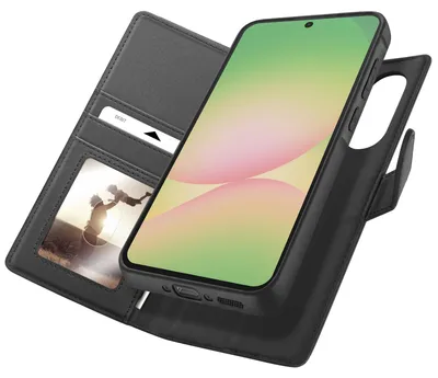 Obrázek produktu pro Mayaxess, peněženka/pouzdro pro telefon Galaxy A56, ochrana proti RFID a odnímatelné pouzdro, černá barva