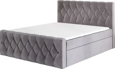 Produktbild von Boxspringbett ARI 140x200 mit 2 Bettkästen, Bonell-Matratze und Topper. Farbe: Grau.
