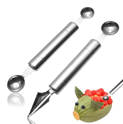 Kugelausstecher-Set 2er-Pack Edelstahl Melonenlöffel Obstschneider