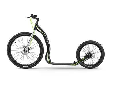 Image de Yedoo Trexx Disc Alloy Scooter Trottinette / Dogscooter - pour adultes et adolescents, jusqu'à 150 kg, avec pneus gonflables 26/20, freins à disque et guidon réglable Noir