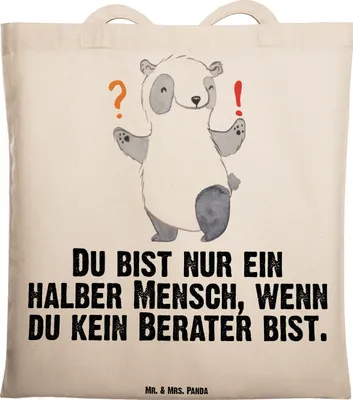 Produktbild von Mr. & Mrs. Panda Tote Bag Berater Herz - Transparent - Geschenk, Schultasche, Finanzberater, Eröffnung, Jutebeutel, Witzig, Beruf, Tasche, Spruch, dokumententasche