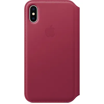 Produktbild von Apple Leder Folio Case Lederhülle für iPhone X  Schutzhülle Handytasche beere
