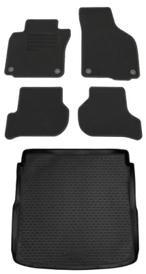 Gummi-Kofferraumwanne + Fußmatten Set für VW Golf 5 Variant, Bj. 1/2007-8/2009