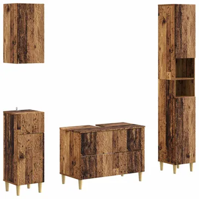 Produktbild von vidaXL 4-teiliges Badezimmer-Schrank-Set DELFT Altholz Holzwerkstoff