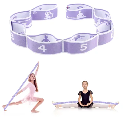 Produktbild von Yoga-Dehnband mit 8 Schlaufen, elastisches Dehnseil für Yoga und Fitness (lila)