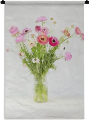 Produktbild von MuchoWow® Wandteppich Wandbehang Stillleben - Blumen - Frühling 90x135 cm Tapisserie Dekoration Wandtuch - Baumwolle - Wandskulptur