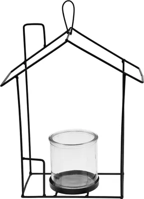 Produktbild von Hängedeko Windlicht Hausform aus Metall mit Kerzenhalter