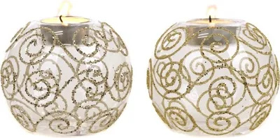 Productafbeelding van Goodwill theelichthouder, glas, champagnegoud, diameter 10 cm, voordelingsset, 2 stuks
