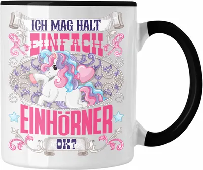 Produktbild von Trendation - Einhorn Tasse Geschenk Einhörner Spruch Geschenkidee Ich Mag Halt Einfach Einhörner Ok (Schwarz)