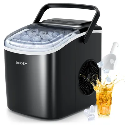 Produktbild von ecozy Eiswürfelmaschine Selbstreinigungs, 1,2L Wassertank, 12kg/24H, 9 Eiswürfel in 6 Minuten, Eiswürfelbereiter für Party, Büro, Bar