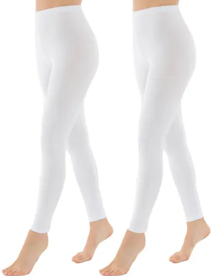Produktbild von Damen Legging aus atmungsaktiver BW mit hoher Taille,Weiß,  L, 2er