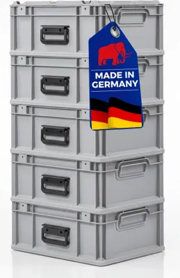 Produktbild von SuperSparSet 5x Eurobox NextGen Portable  Germany | HxBxT 18,5x30x40cm |16 Liter | Grau | Eurobehälter, Transportbox, Transportbehälter, Stapelbehälter