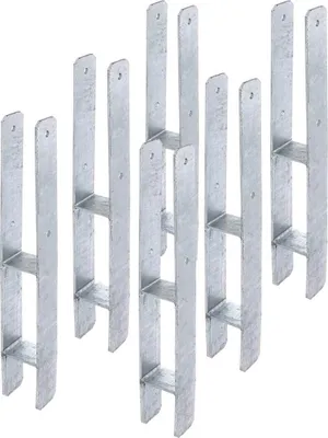 Produktbild von 6x siwitec H-Pfostenträger 5 mm, 600x71 mm, feuerverzinkt, Pfostenschuh zum Einbetonieren, H-Anker