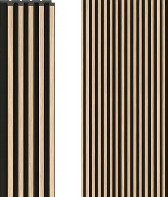 Produktbild von VOX Lamellenwand LINERIO - 3D MDF Wandpaneel - Akustikplatte - 2,65m x 16 - S-LINE - Natur Schwarz