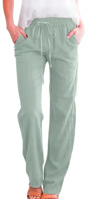 Immagine prodotto di Pantaloni da donna comodi, in cotone e lino, con vita alta