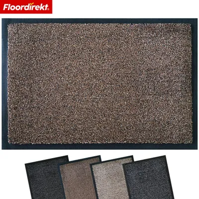 Image de Tapis de sol absorbant "Karat", lavable, antidérapant, en coton, couleur marron, dimensions 100 x 150 cm