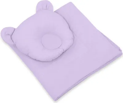 Produktbild von Babybettwäsche mit Füllung, Steppdecke und Teddybärkissen - 2-teiliges Set - lila
