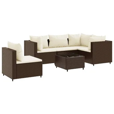 Produktbild von vidaXL 6-tlg. Garten-Lounge-Set mit Kissen Braun Poly Rattan